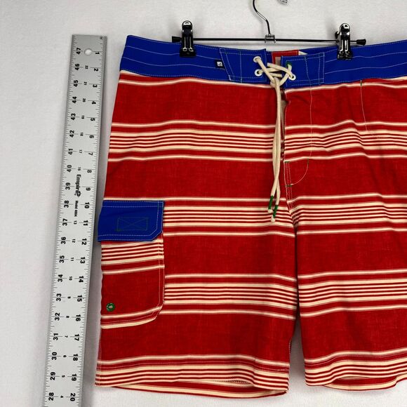 Sperry Top-Sider Red and Blue Striped Swim Board Shorts Mens‎ Size 34 - Picture 8 of 10